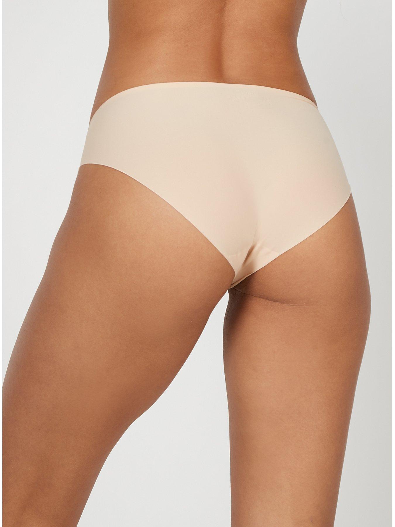 3 Pc Women's Laser Cut Seamless Brief High Waist Panties Underwear Beige  Nude L