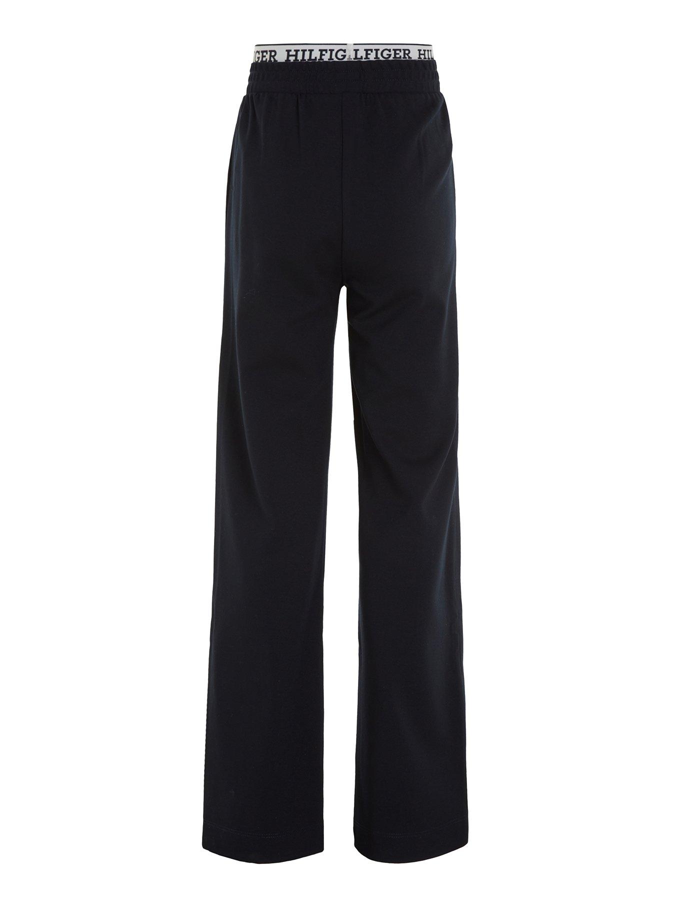 undefined Girls Monotype Tape Wide Leg Sweatpant - Navy