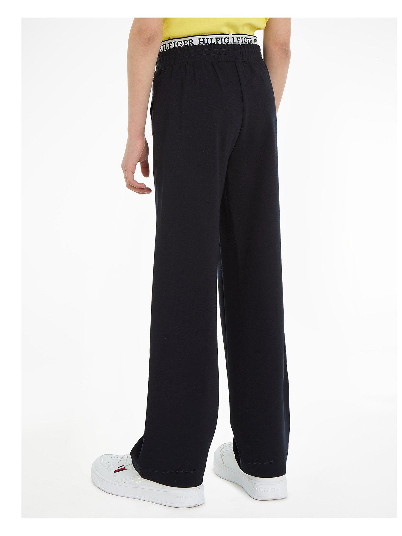  image of tommy-hilfiger-girls-monotype-tape-wide-leg-sweatpant-navy