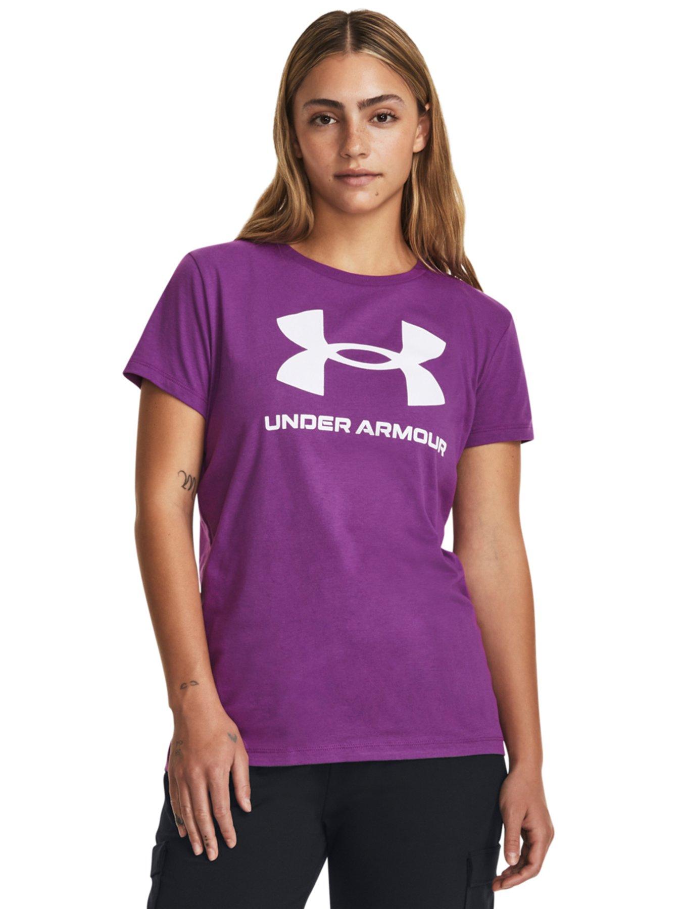 Purple under armour store t shirt