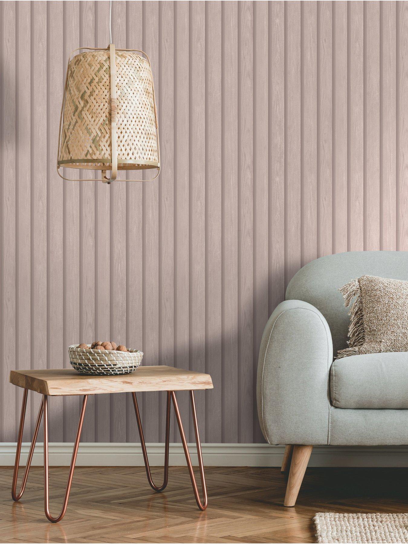 undefined Wood Slat Wallpaper in Pink