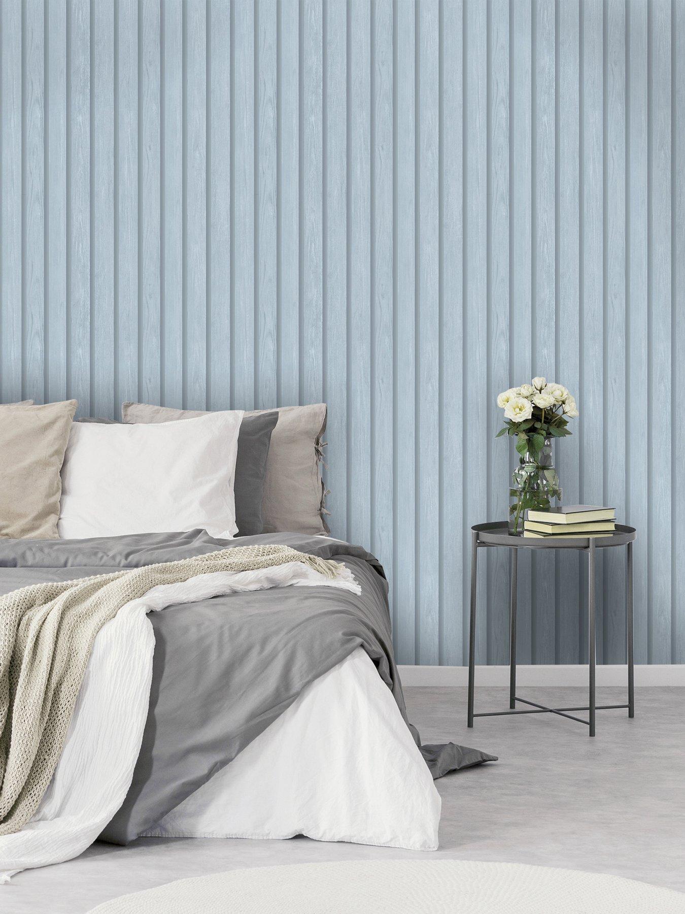 Image 1 of 5 of Holden Decor Wood Slat Wallpaper in Blue