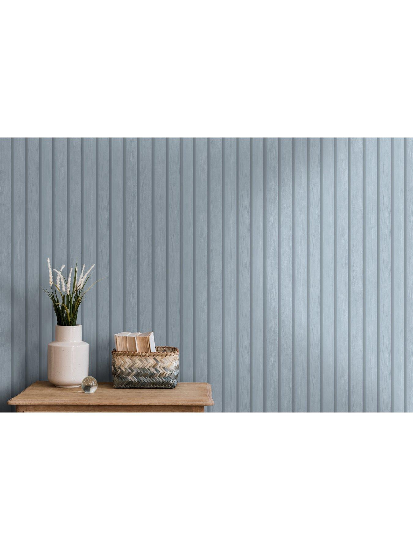 Image 4 of 5 of Holden Decor Wood Slat Wallpaper in Blue