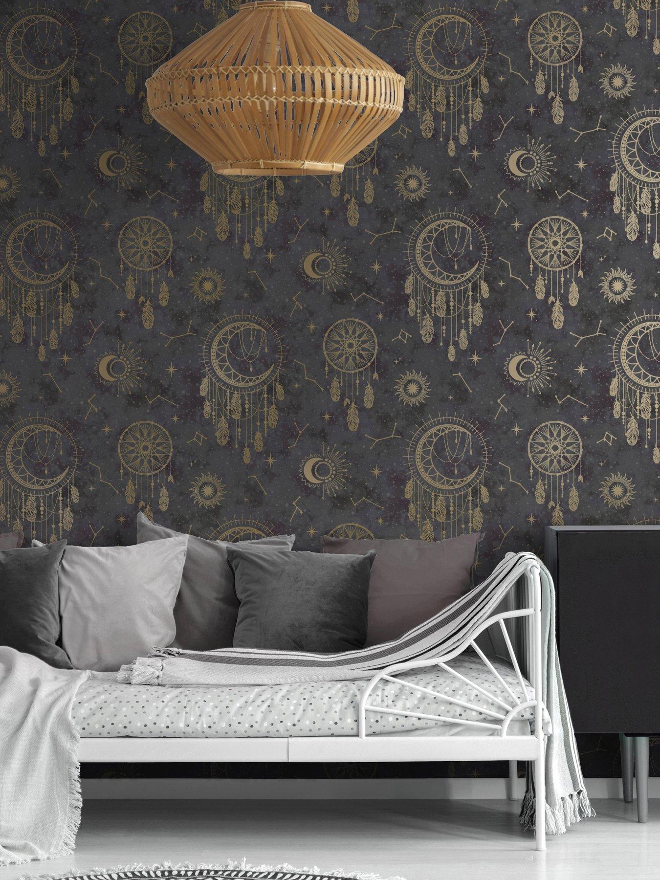Holden Decor Dreamcatcher Wallpaper - Black/gold