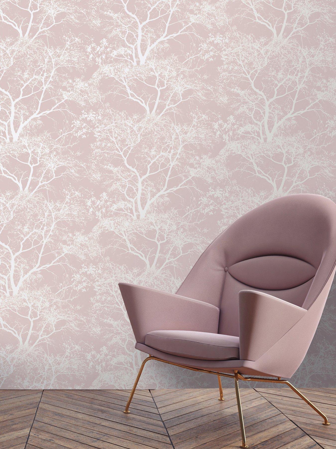 undefined Whispering Trees Wallpaper - Dusky Pink