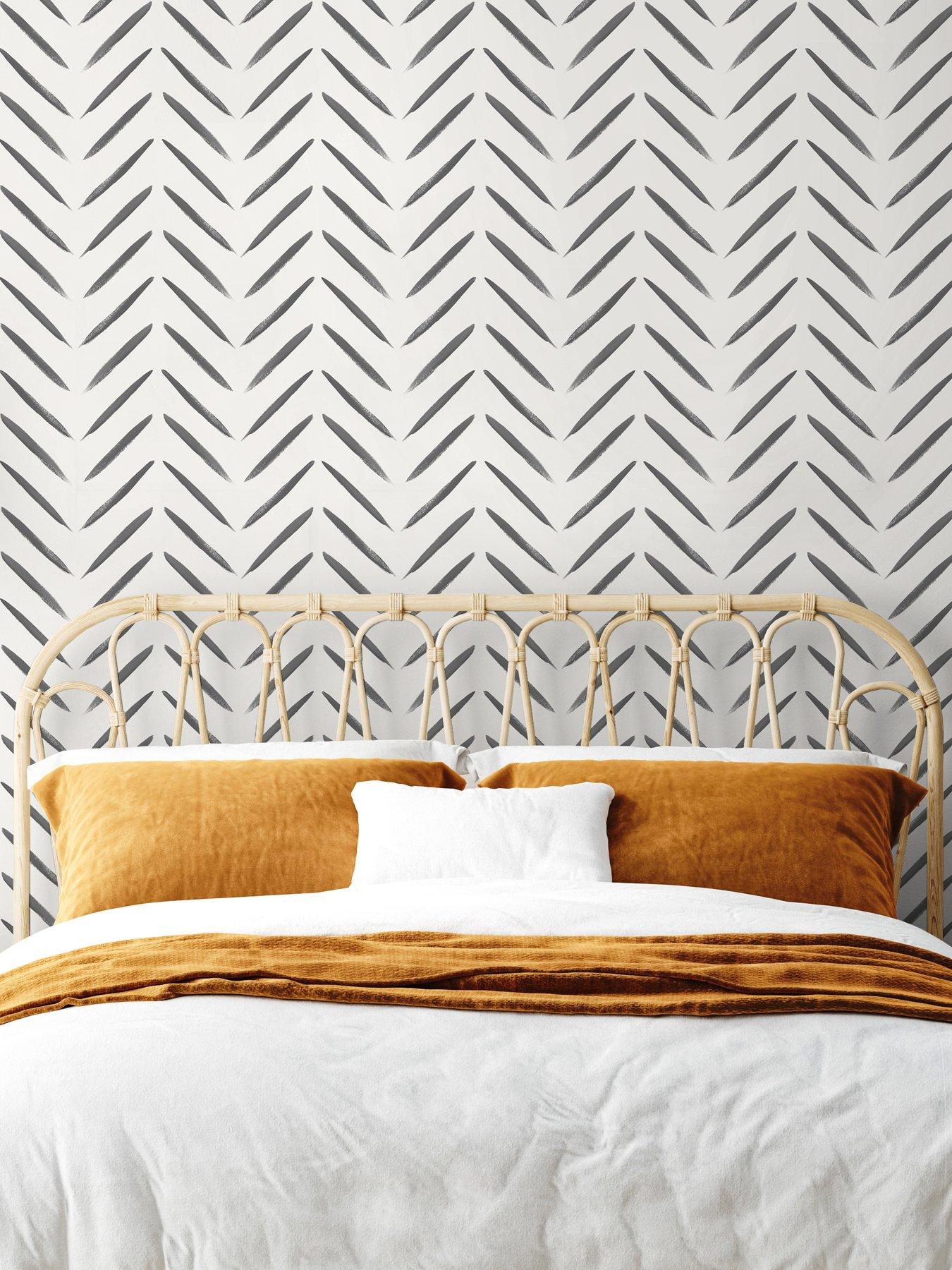 undefined Chevron Brush Marks Wallpaper - Black And White