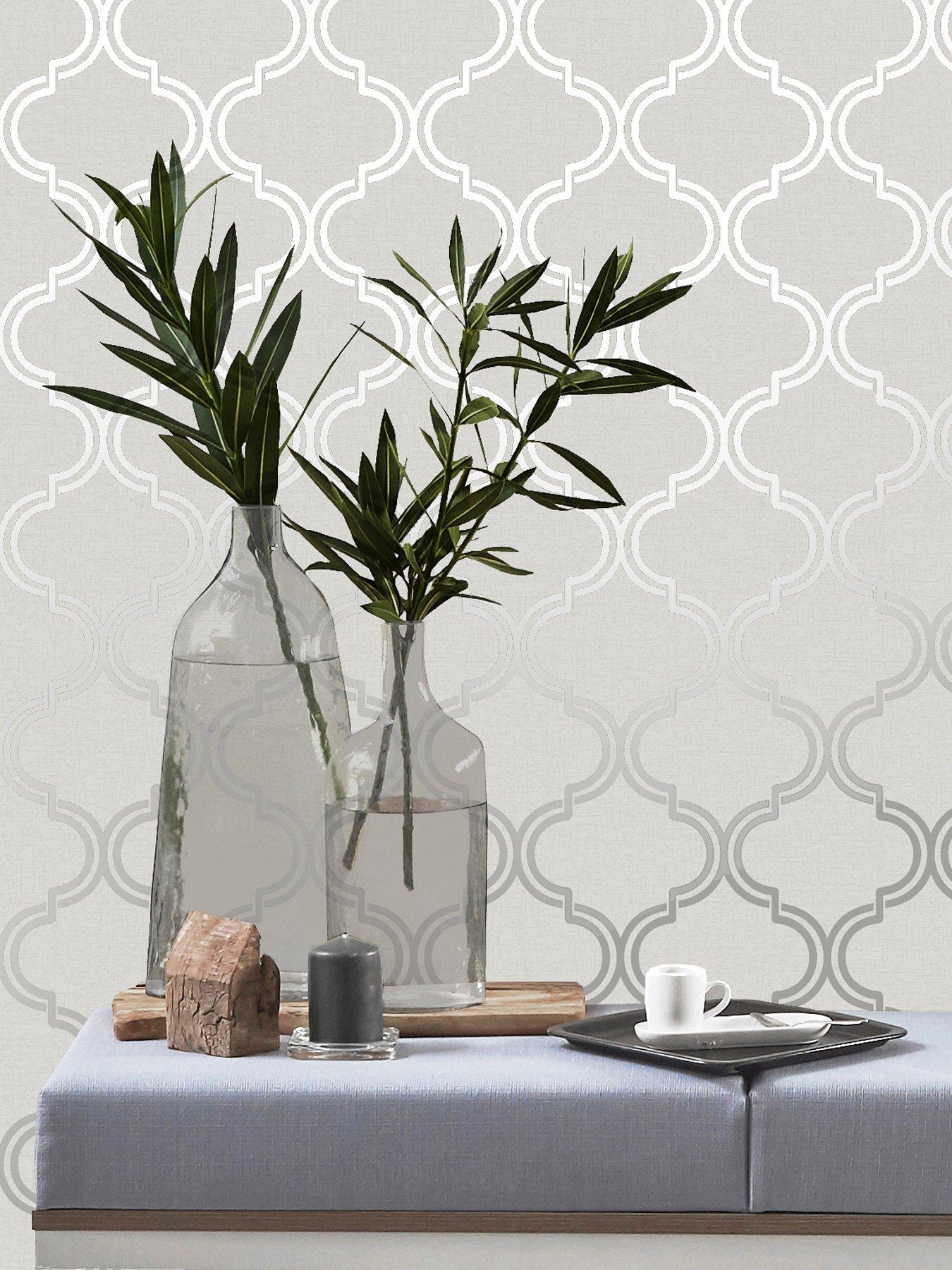 undefined Glistening Geo Wallpaper – Grey/Silver