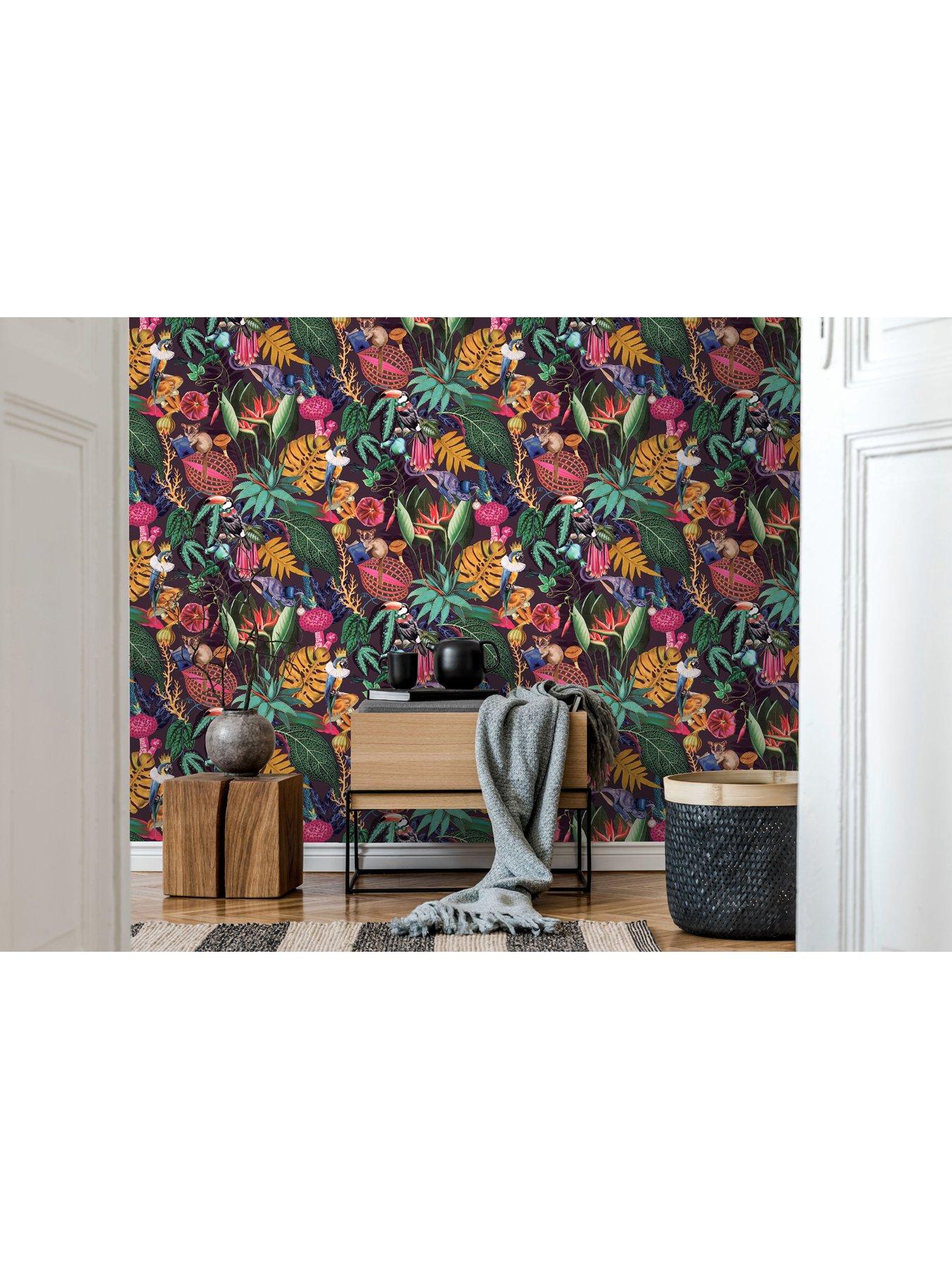  image of holden-decor-wonderland-wallpaper-in-plum