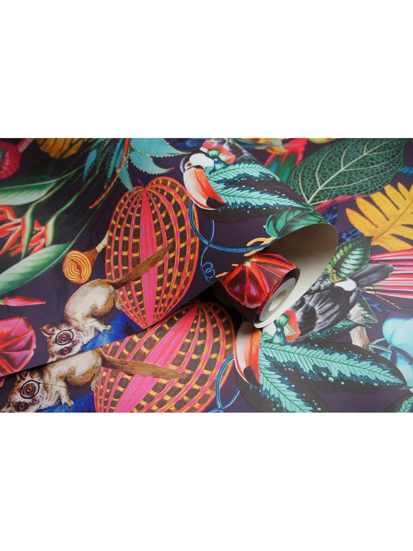  image of holden-decor-wonderland-wallpaper-in-plum
