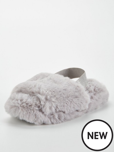 v-by-very-faux-fur-elastic-strap-slipper-grey