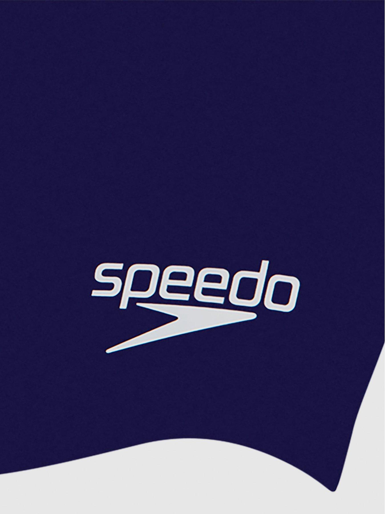  image of speedo-plain-moulded-silicone-junior-swimming-cap-navy