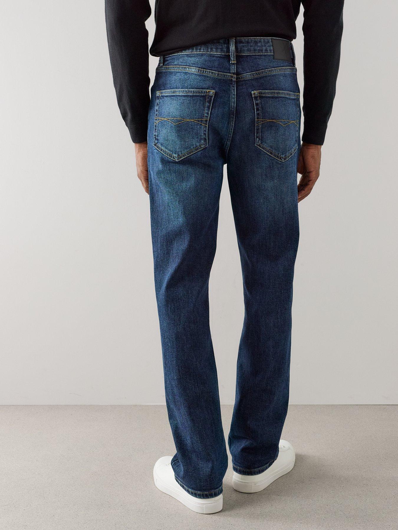 Image 2 of 6 of The Very Collection Mens Stretch Vintage Wash Straight Jeans - Dark Blue