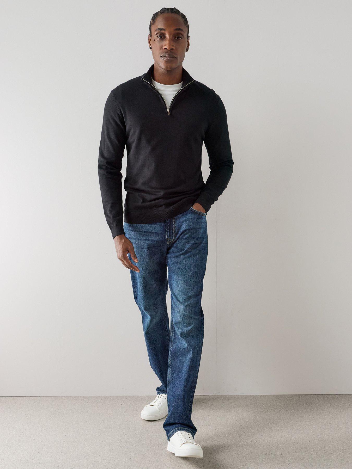 Image 3 of 6 of The Very Collection Mens Stretch Vintage Wash Straight Jeans - Dark Blue