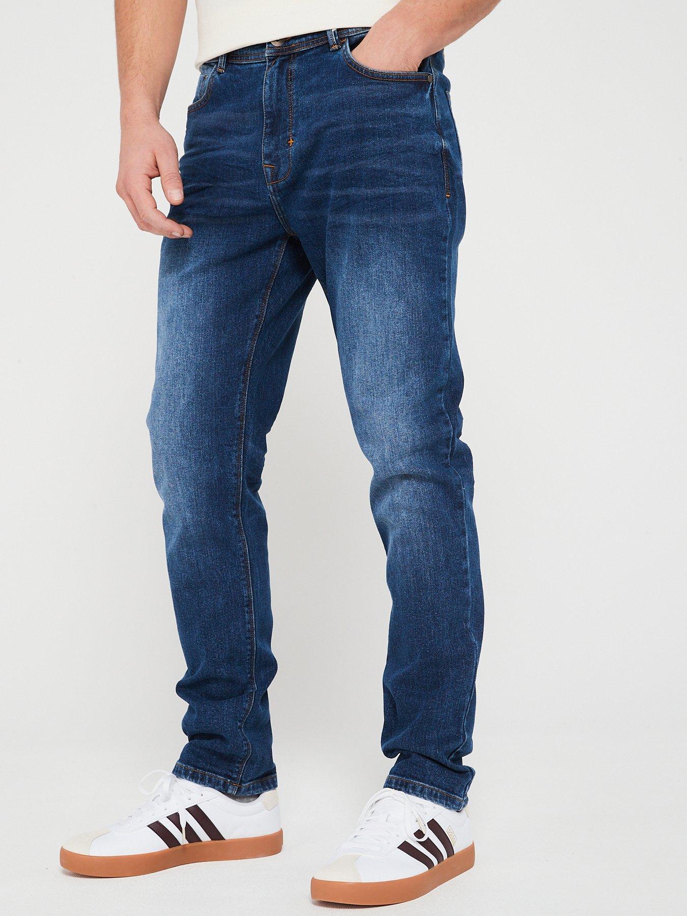 undefined Slim Jeans With Stretch - Mid Blue Wash