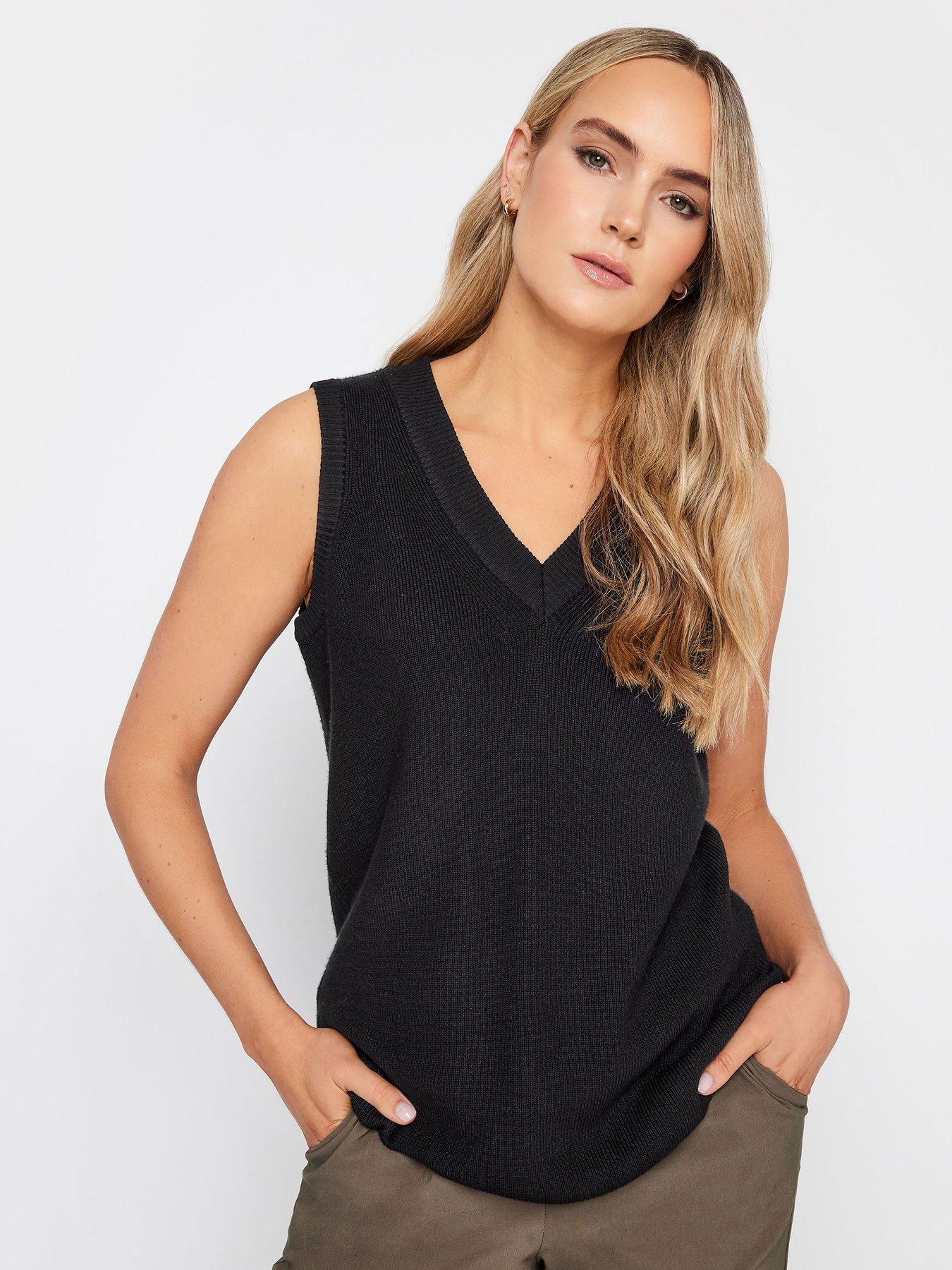 Womens black sale sleeveless jumper