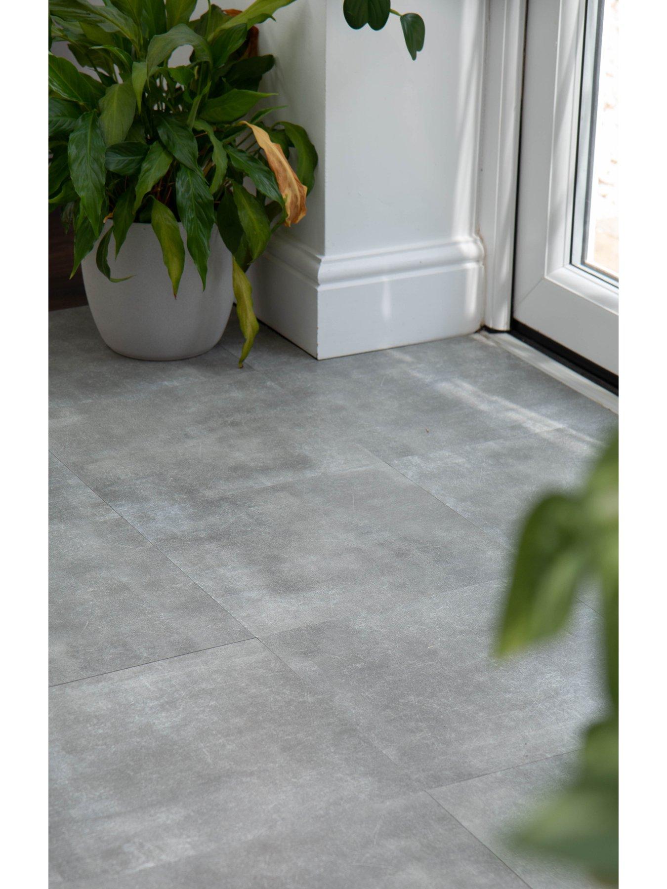 undefined Solid Concrete Effect Self-Adhesive Vinyl Floor Tiles – contains one pack of 30.48 x 30.48 cm tiles (1 sqm)