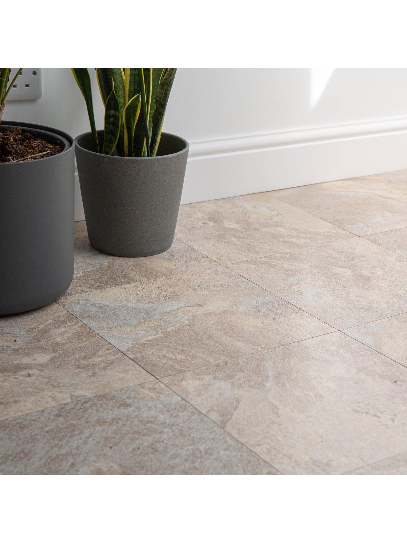 undefined Light Slate dc fix Self Adhesive Vinyl Floor Tiles -30.48cm x 30.48cm (pack 11 tiles = 1sqm)