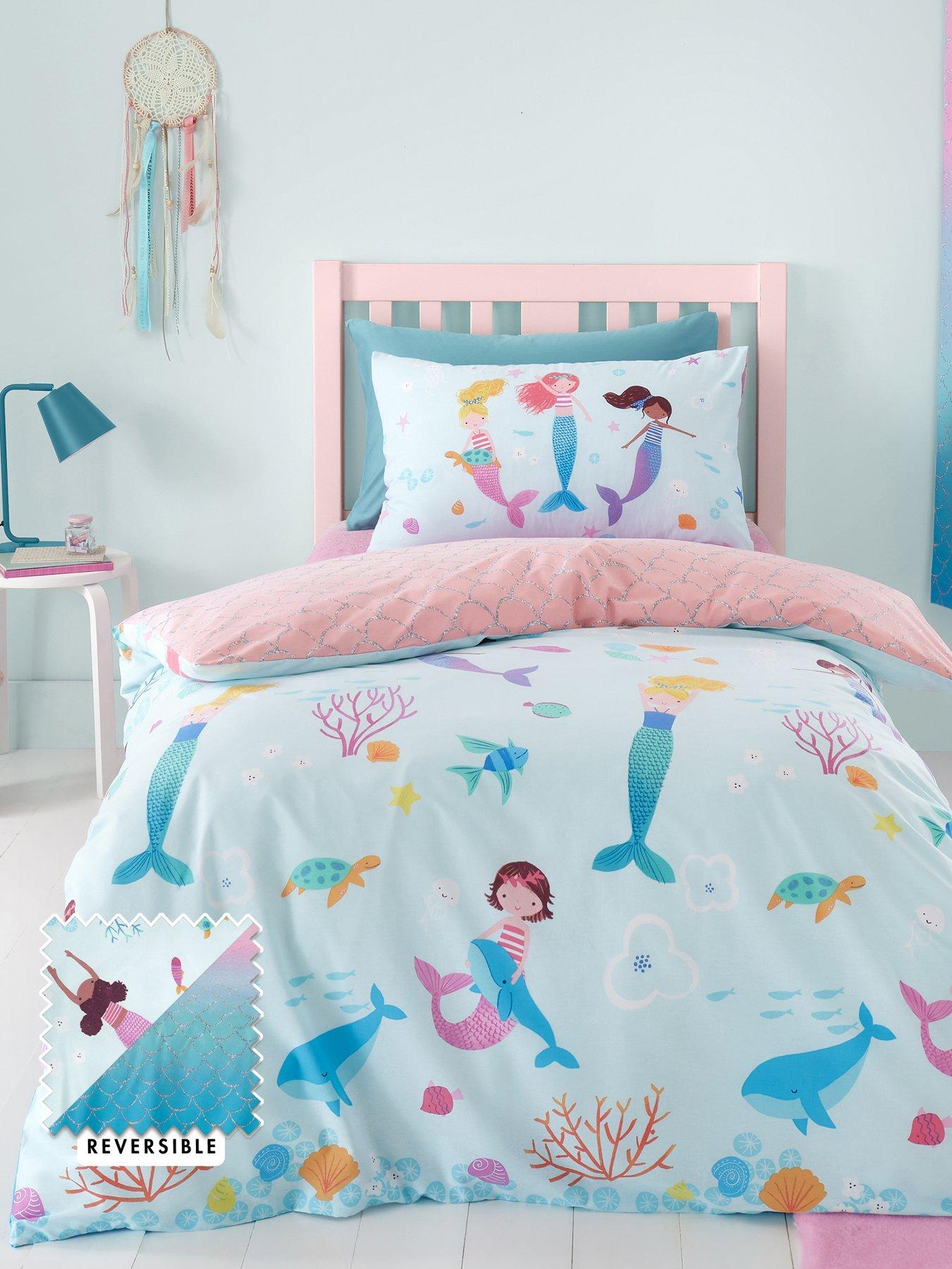 Catherine Lansfield Mermaid Blue Reversible Duvet Cover Set