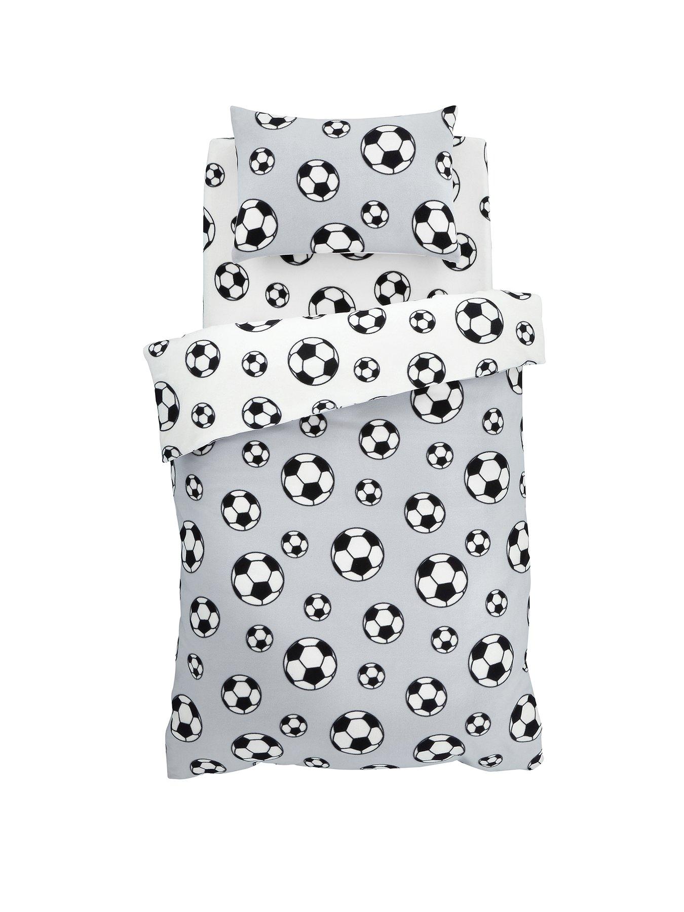 Image 2 of 6 of Catherine Lansfield Football Soft Cosy Fleece Grey Duvet Cover Set