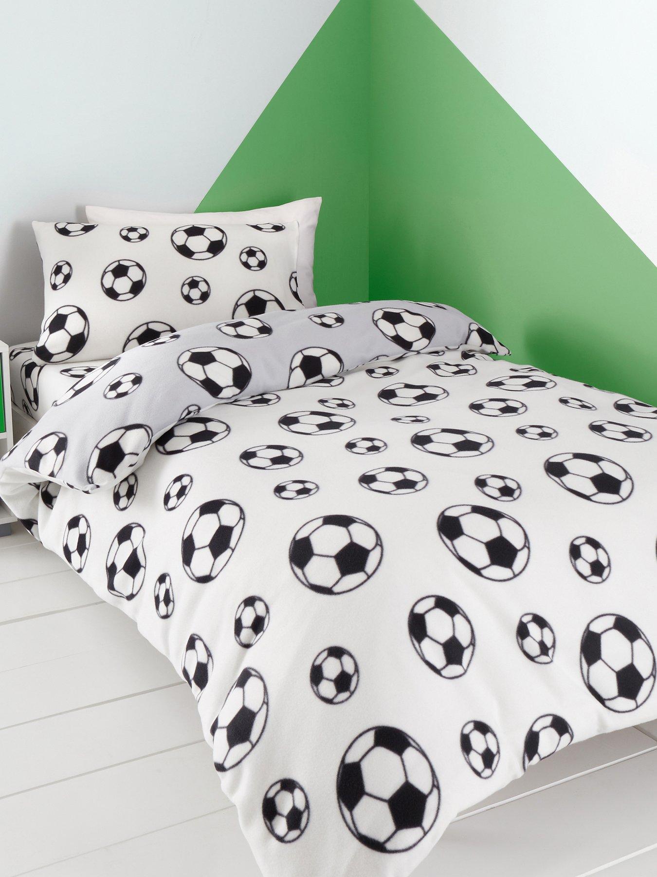  image of catherine-lansfield-football-soft-cosy-fleece-grey-duvet-cover-set