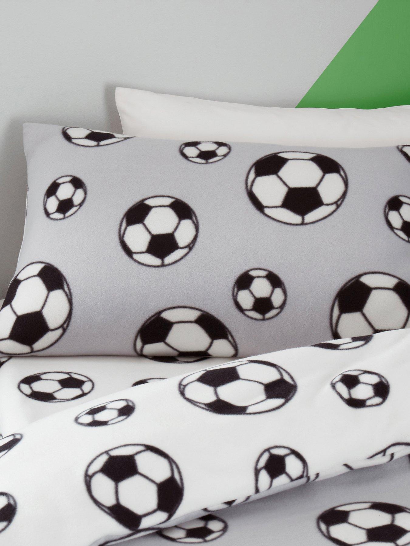  image of catherine-lansfield-football-soft-cosy-fleece-grey-duvet-cover-set