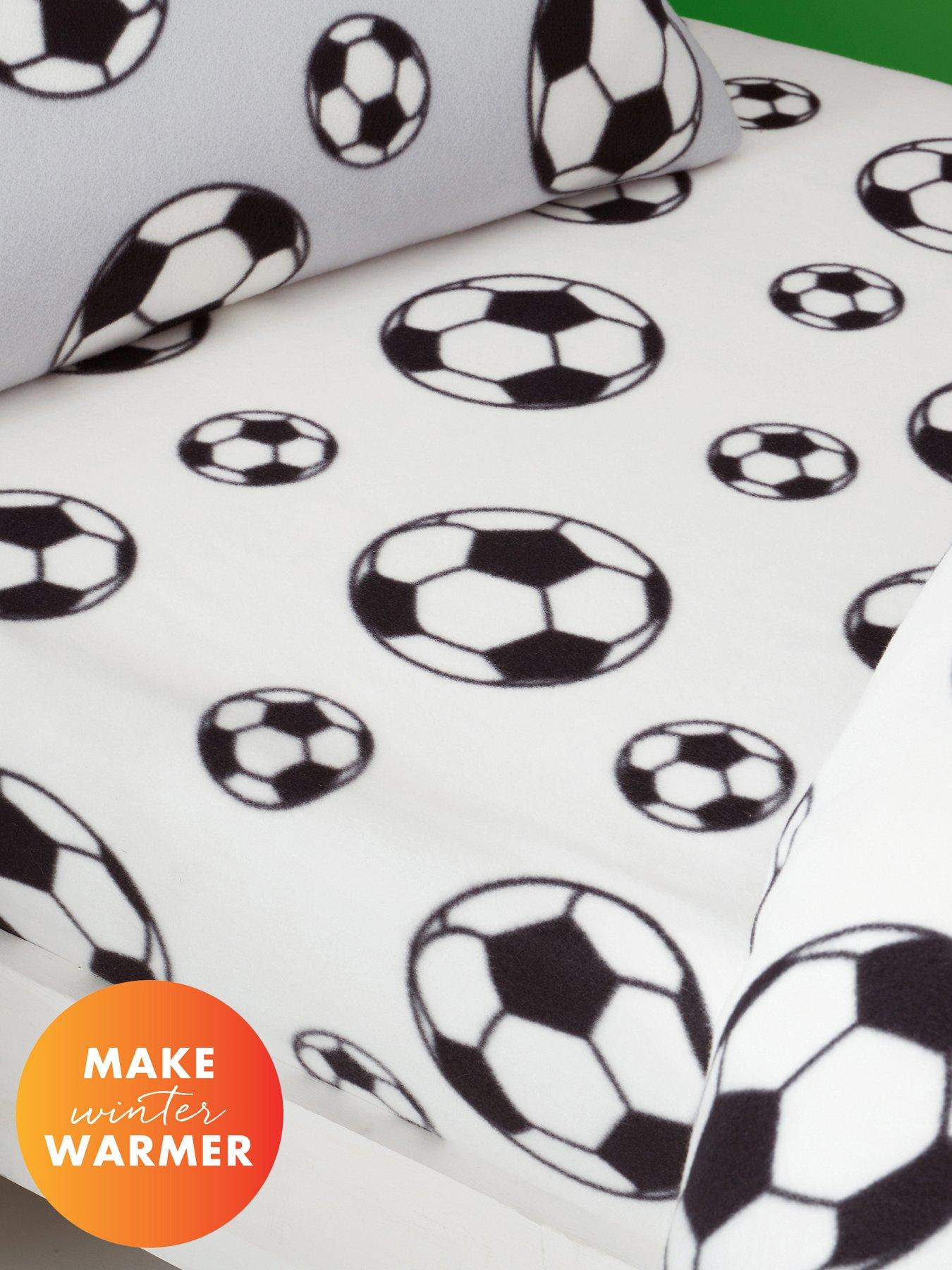 Catherine Lansfield Football Soft Cosy Fleece Fitted Sheet - White