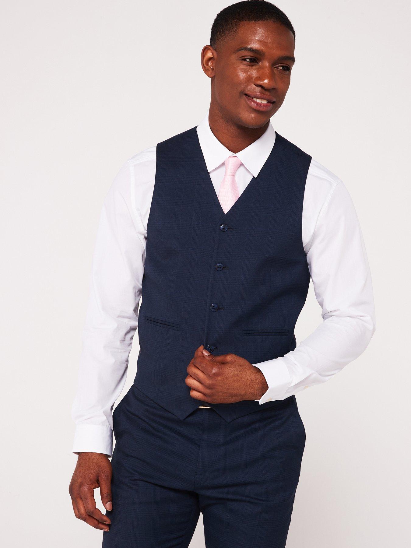 Very Man Check Waistcoat - Navy | littlewoods.com