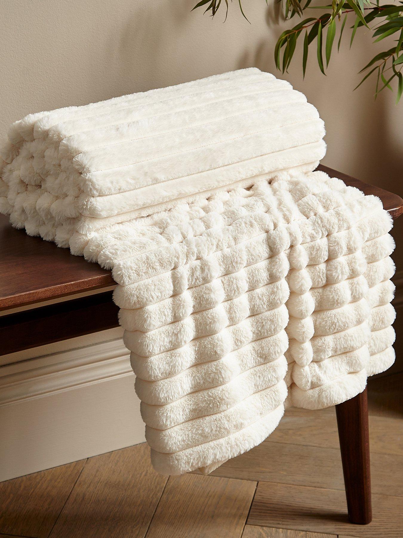 undefined Cosy Ribbed Throw - Natural
