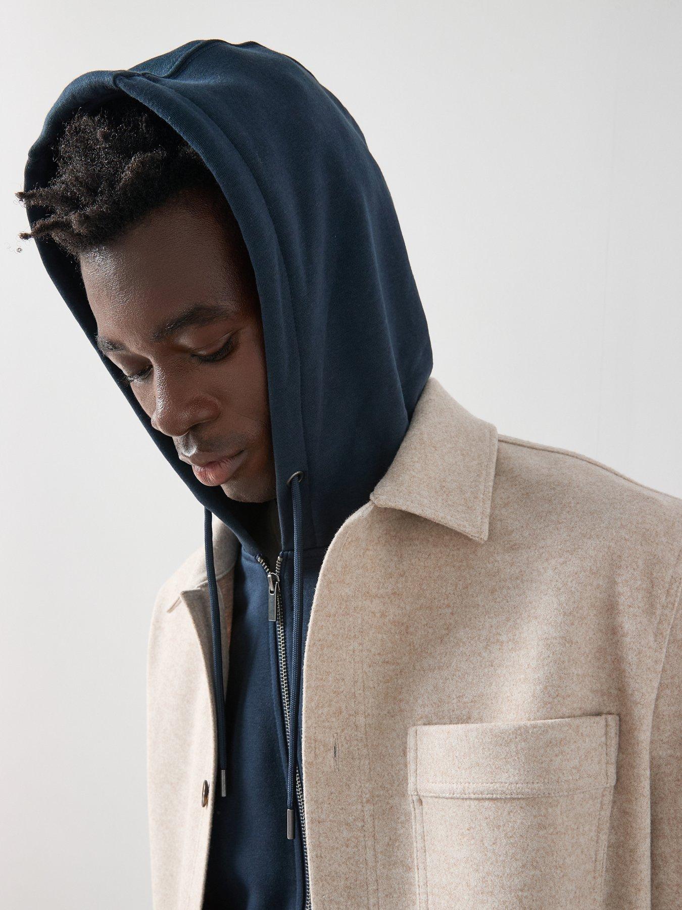 Image 4 of 6 of The Very Collection Mens Zip Through Cotton Blend Hoodie - Navy