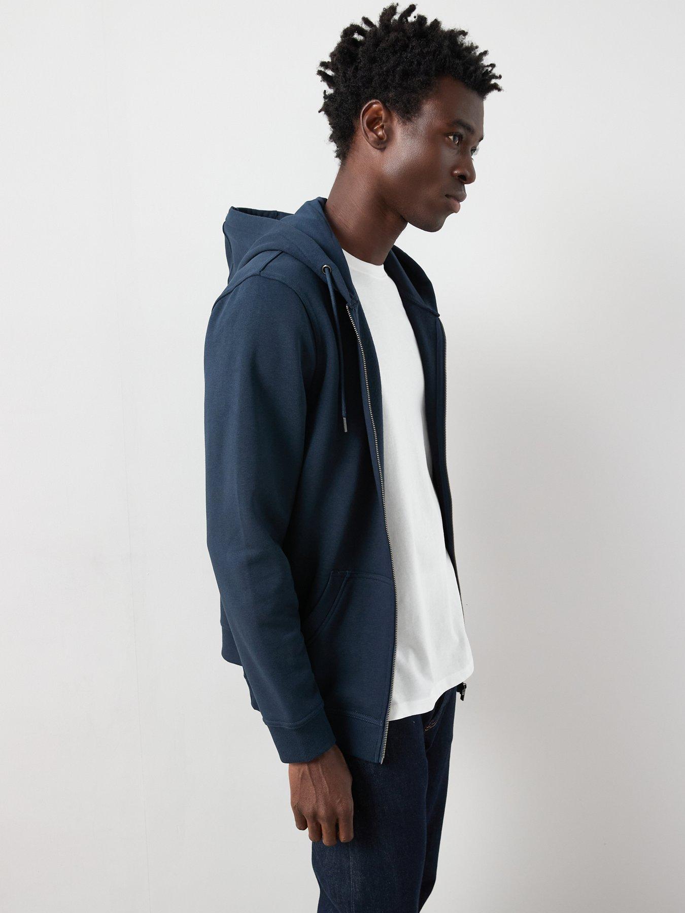 Image 5 of 6 of The Very Collection Mens Zip Through Cotton Blend Hoodie - Navy
