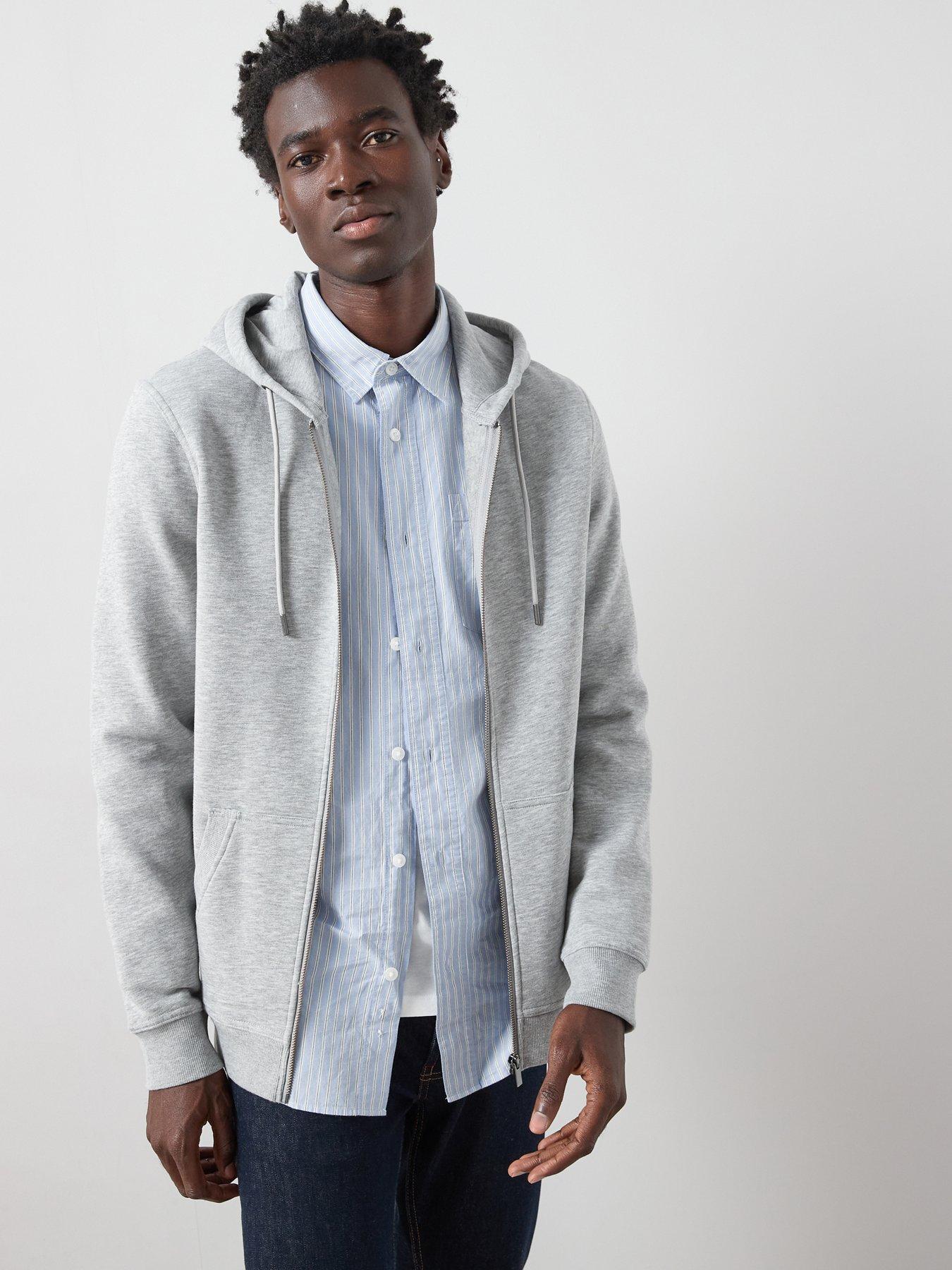 Image 1 of 6 of The Very Collection Cotton Rich Essential Zip Through Hoodie - Grey Marl