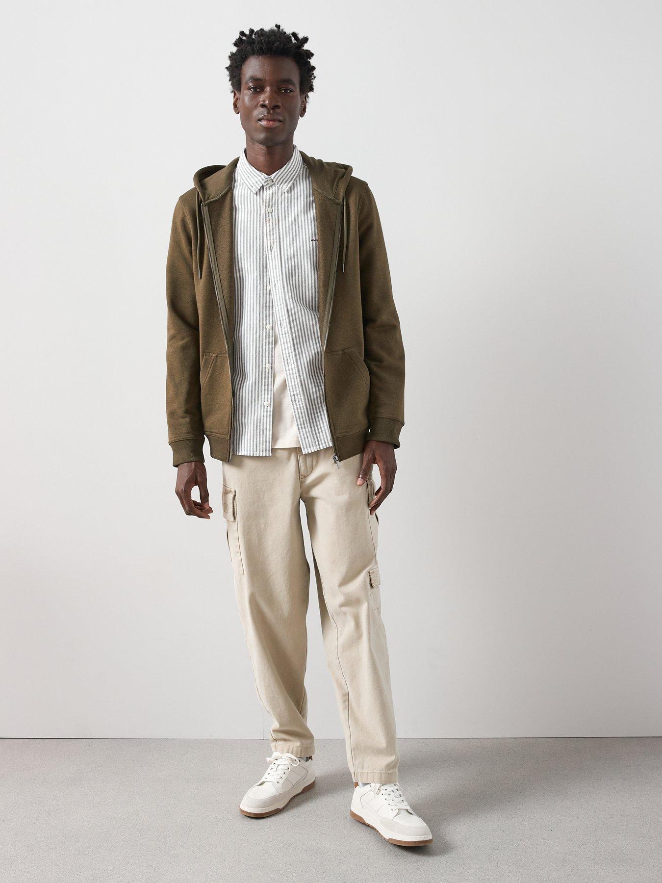 Image 3 of 6 of The Very Collection Mens Zip Through Cotton Blend Hoodie - Khaki
