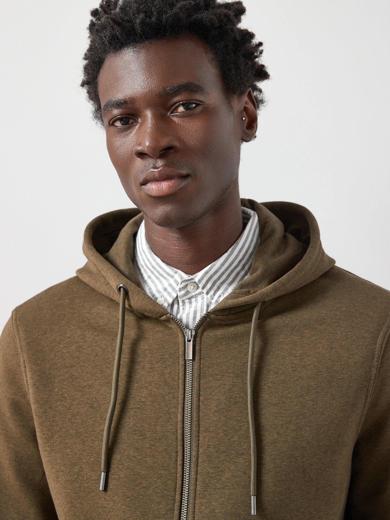 Image 4 of 6 of The Very Collection Mens Zip Through Cotton Blend Hoodie - Khaki