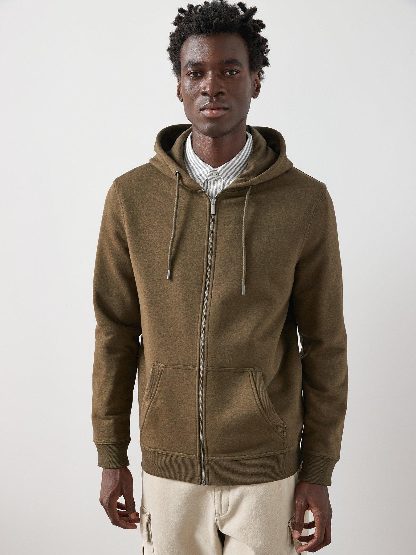 Image 5 of 6 of The Very Collection Mens Zip Through Cotton Blend Hoodie - Khaki