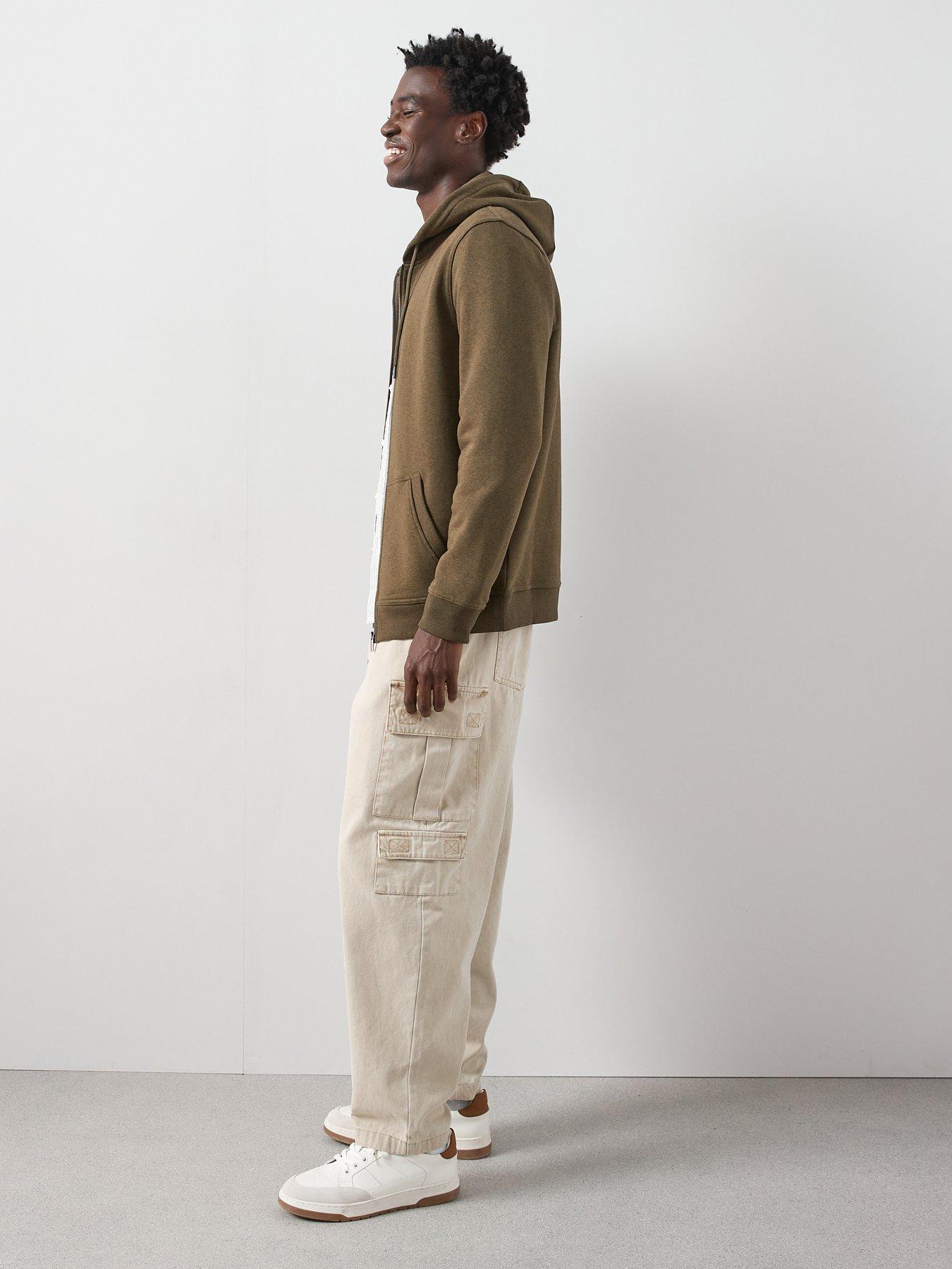Image 6 of 6 of The Very Collection Mens Zip Through Cotton Blend Hoodie - Khaki