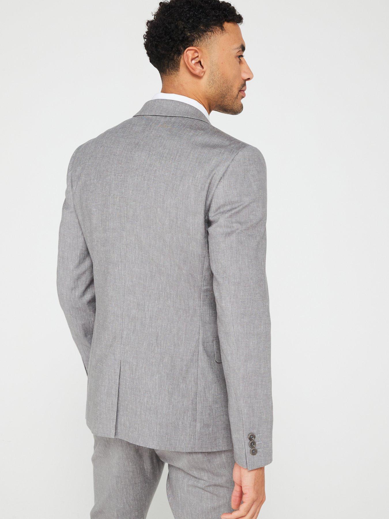  image of very-man-textured-suit-jacket-grey