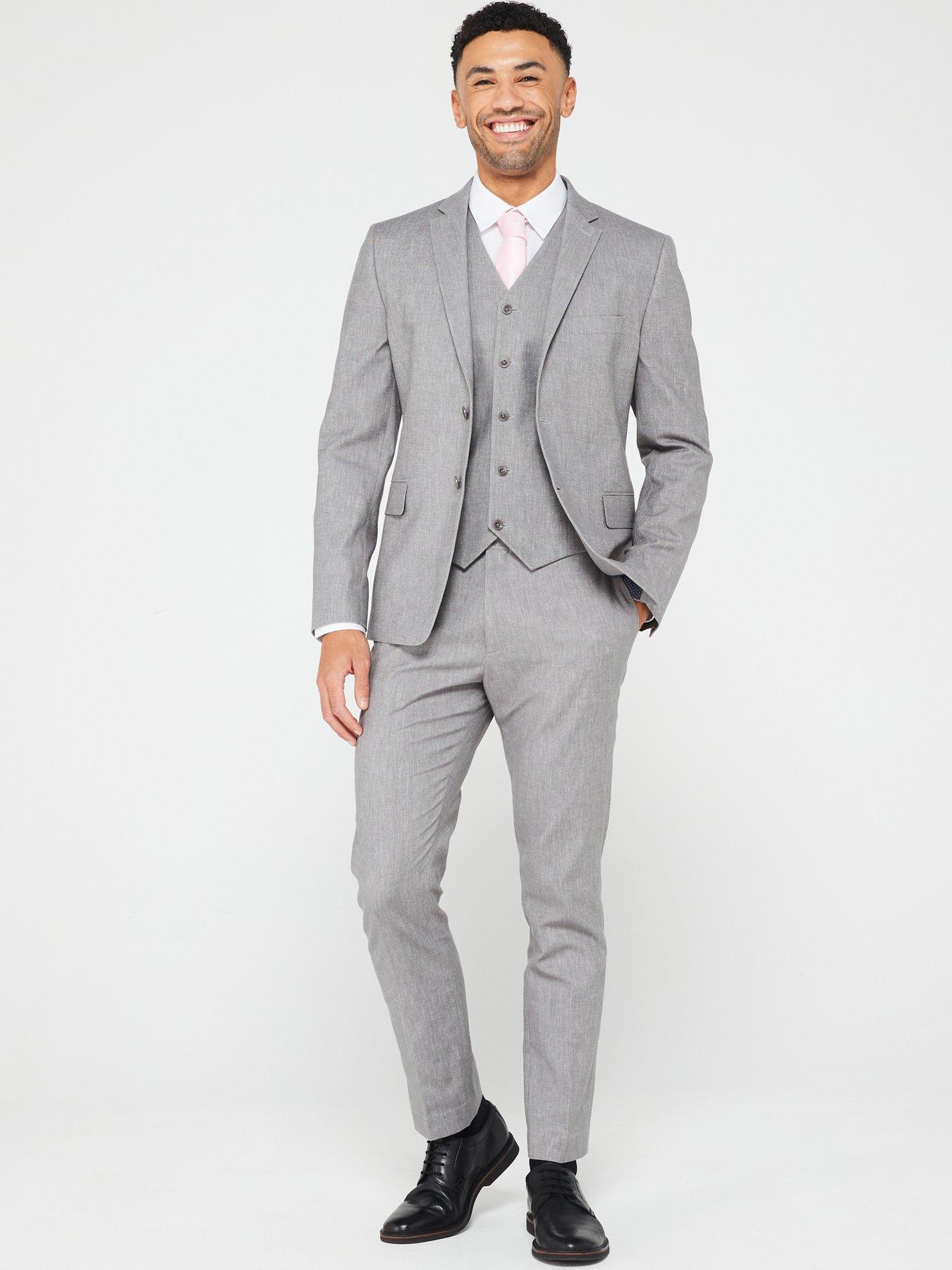  image of very-man-textured-suit-jacket-grey