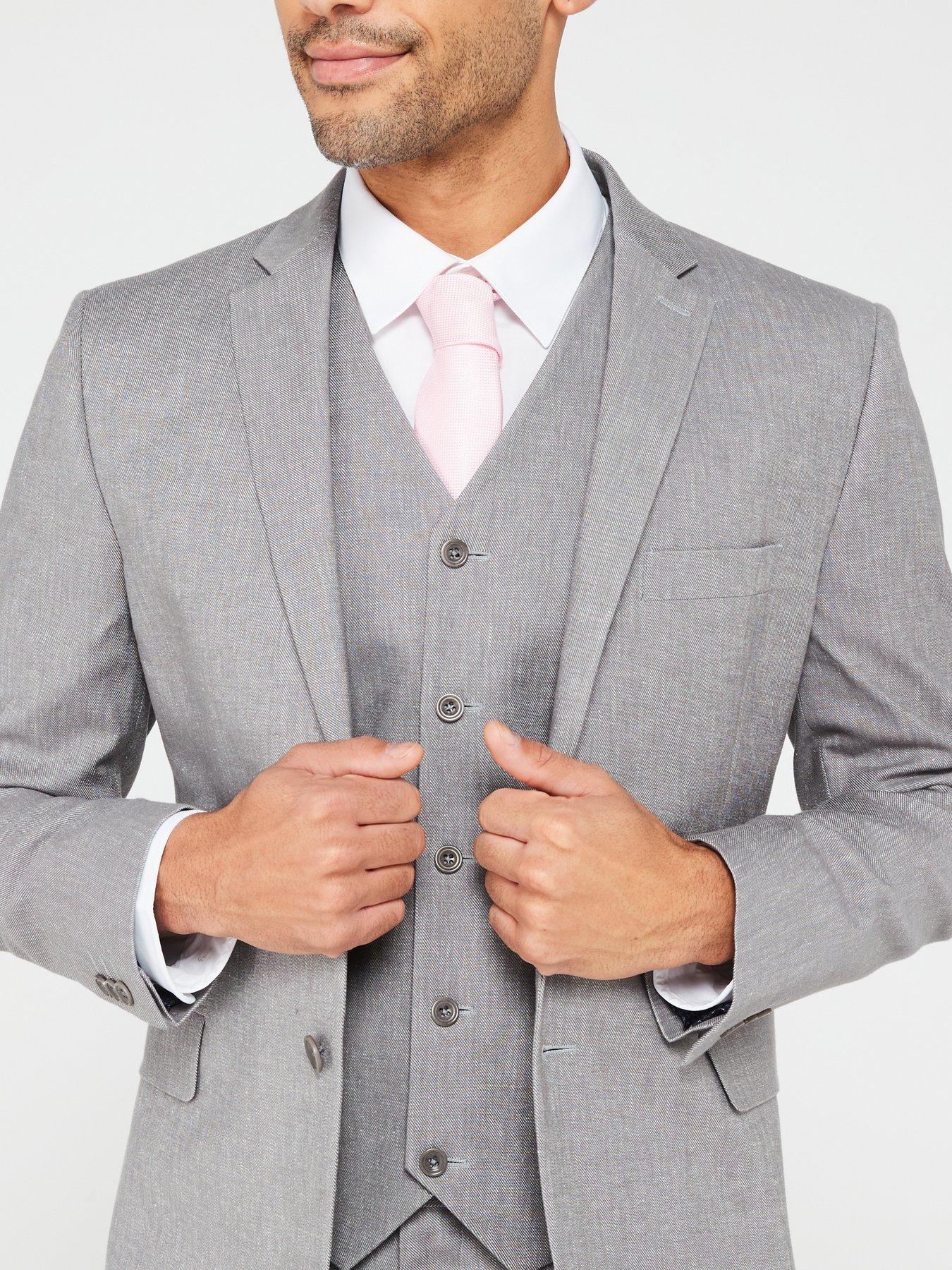  image of very-man-textured-suit-jacket-grey