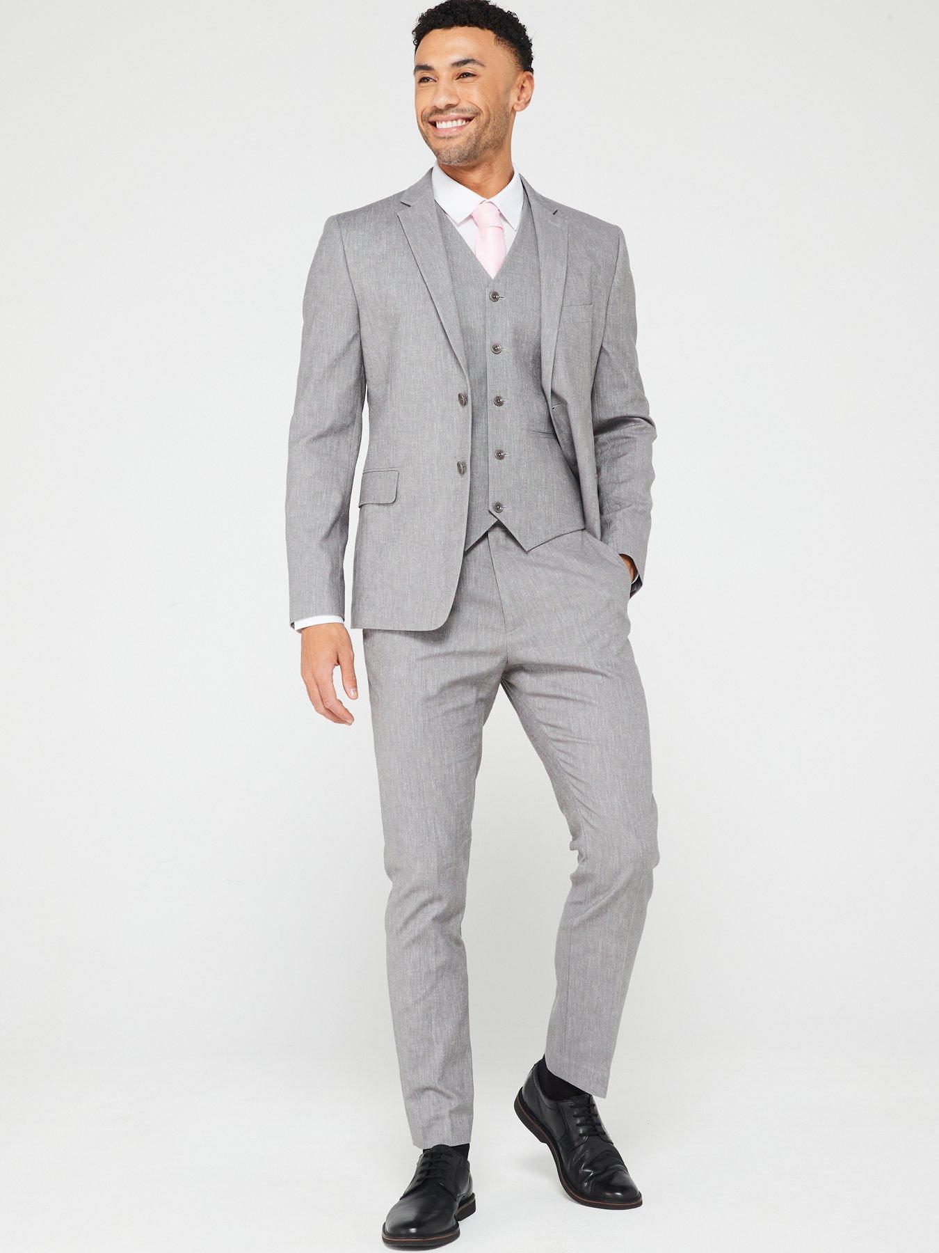  image of very-man-textured-suit-jacket-grey