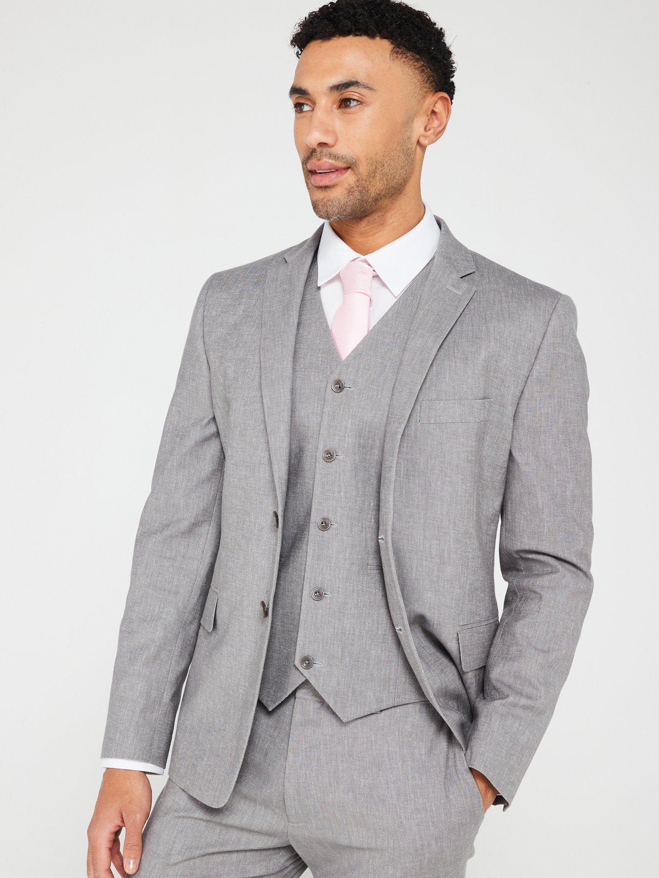  image of very-man-textured-suit-jacket-grey