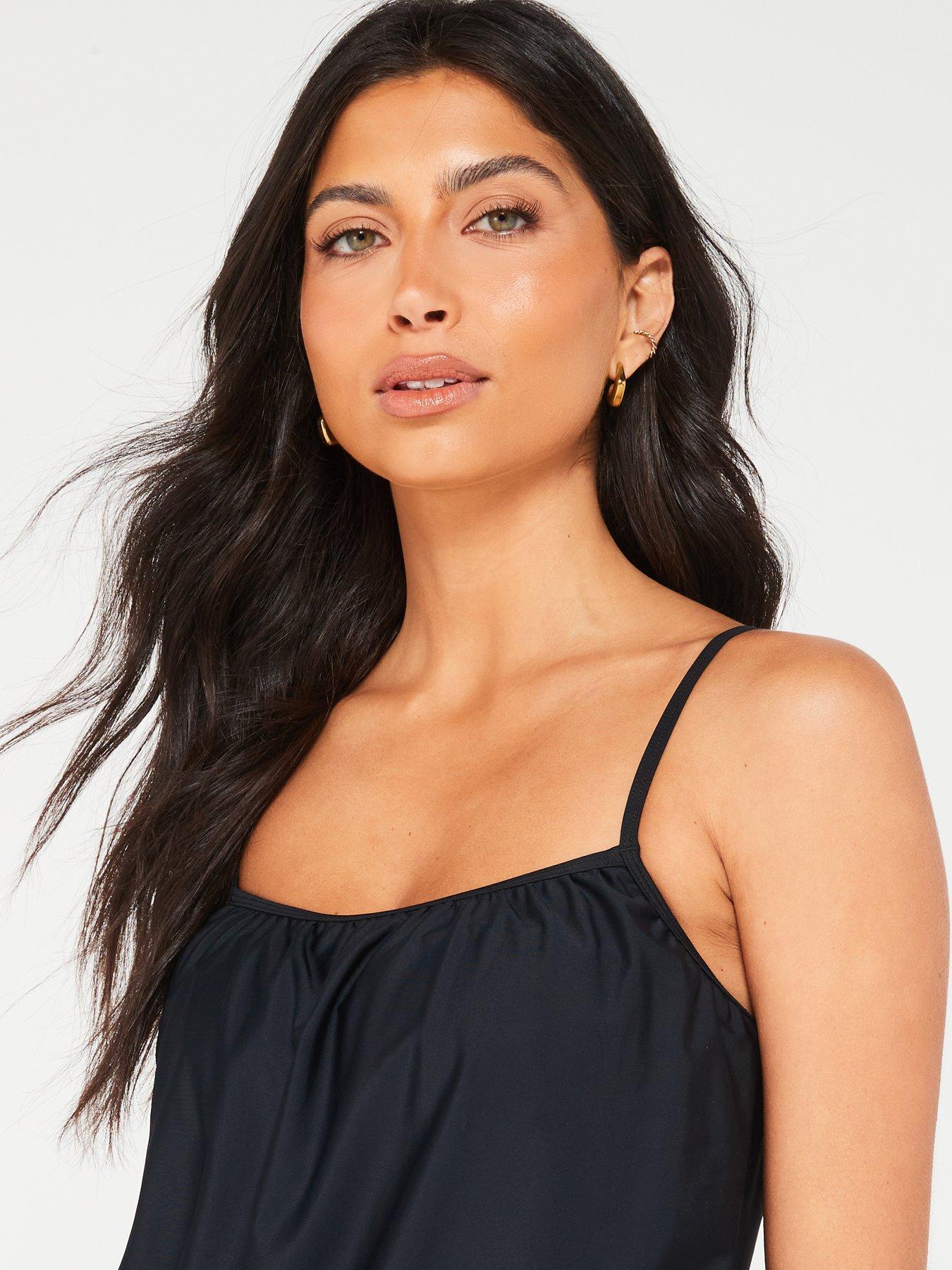  image of v-by-very-blouson-swimsuit-black