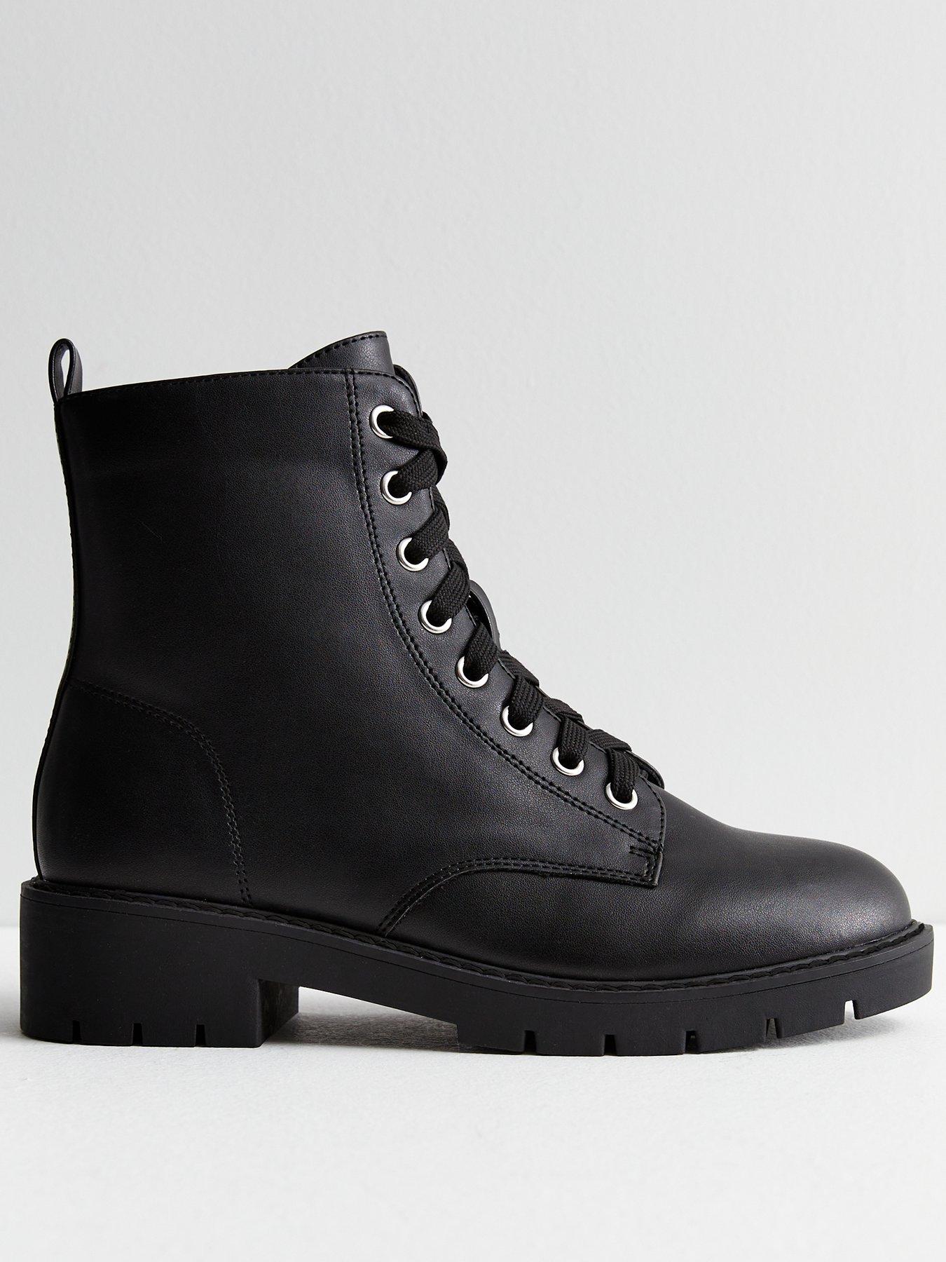 Black lace up 2024 boots new look