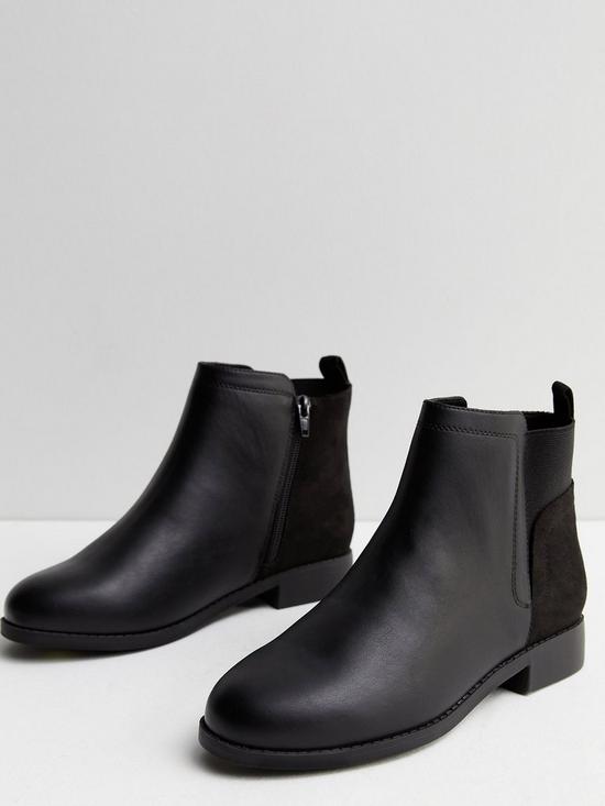 New Look Extra Wide Fit Black Leather-Look Contrast Chelsea Boots ...