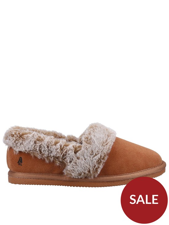 front image of hush-puppies-ariel-slippers-tan