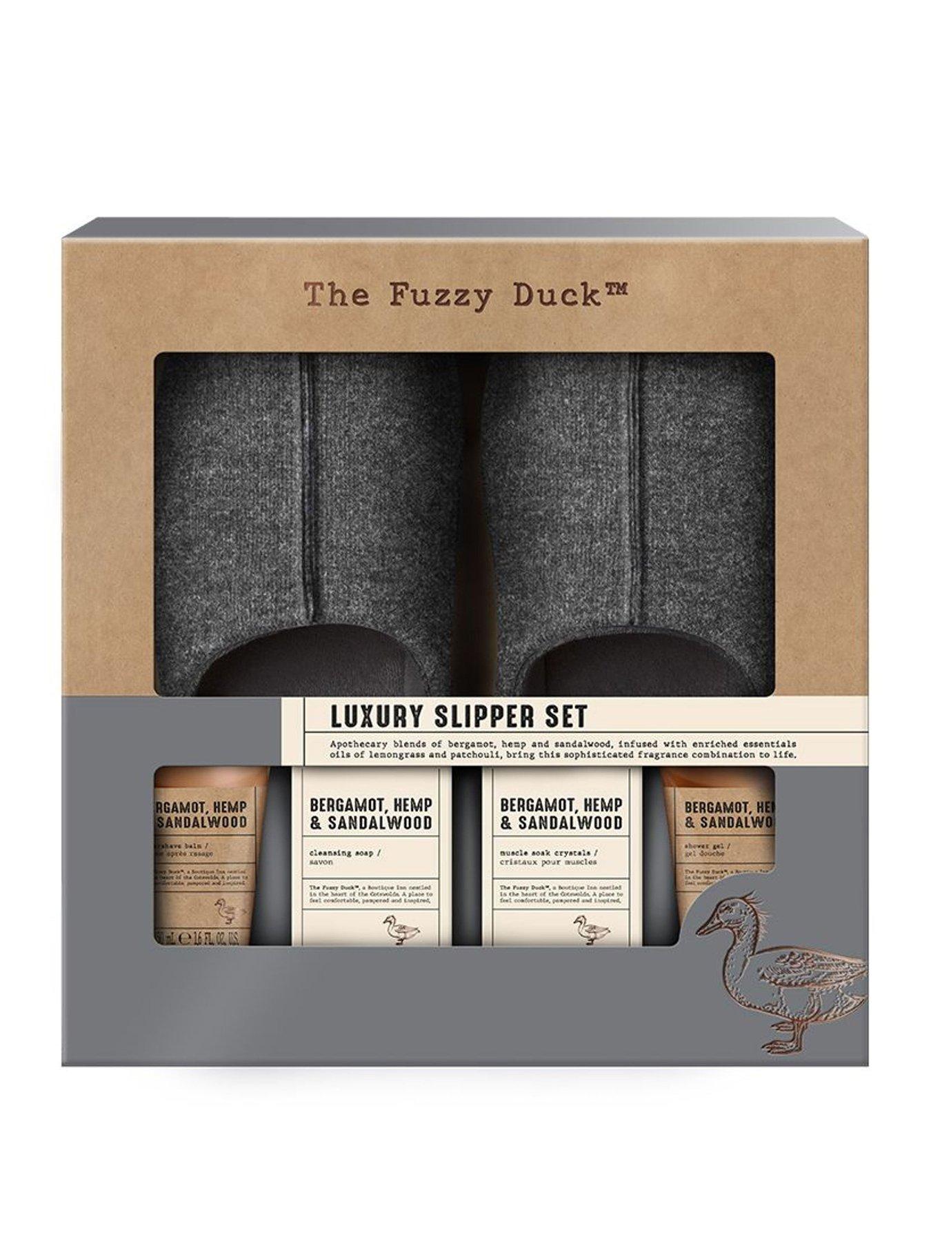 The Fuzzy Duck Bergamot Hemp Sandalwood Men s Luxury Slipper Gift Set