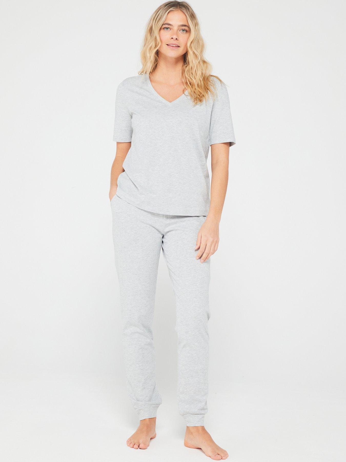 Image 3 of 5 of The Very Collection Short Sleeve V Neck Top And Jogger Pyjama Set - Grey Marl