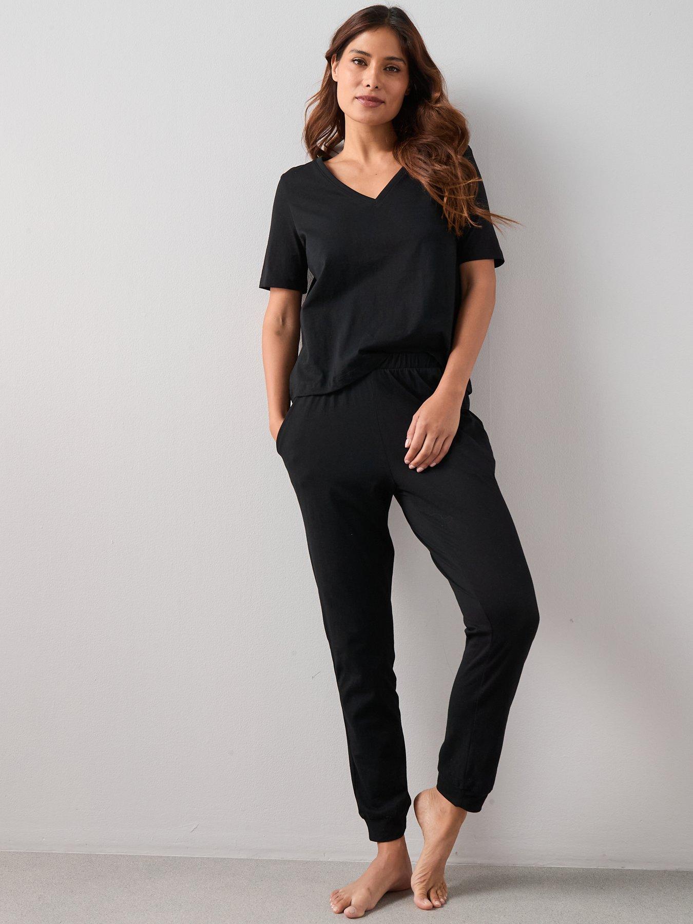 Image 5 of 5 of Everyday Mid Sleeve V-Neck Top and Jogger PJ&nbsp;Set - Black