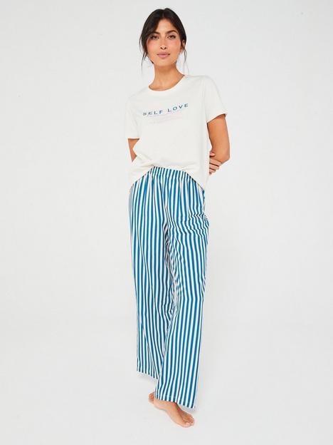 v-by-very-self-love-slogan-with-stripe-trouser-pj-set-blue