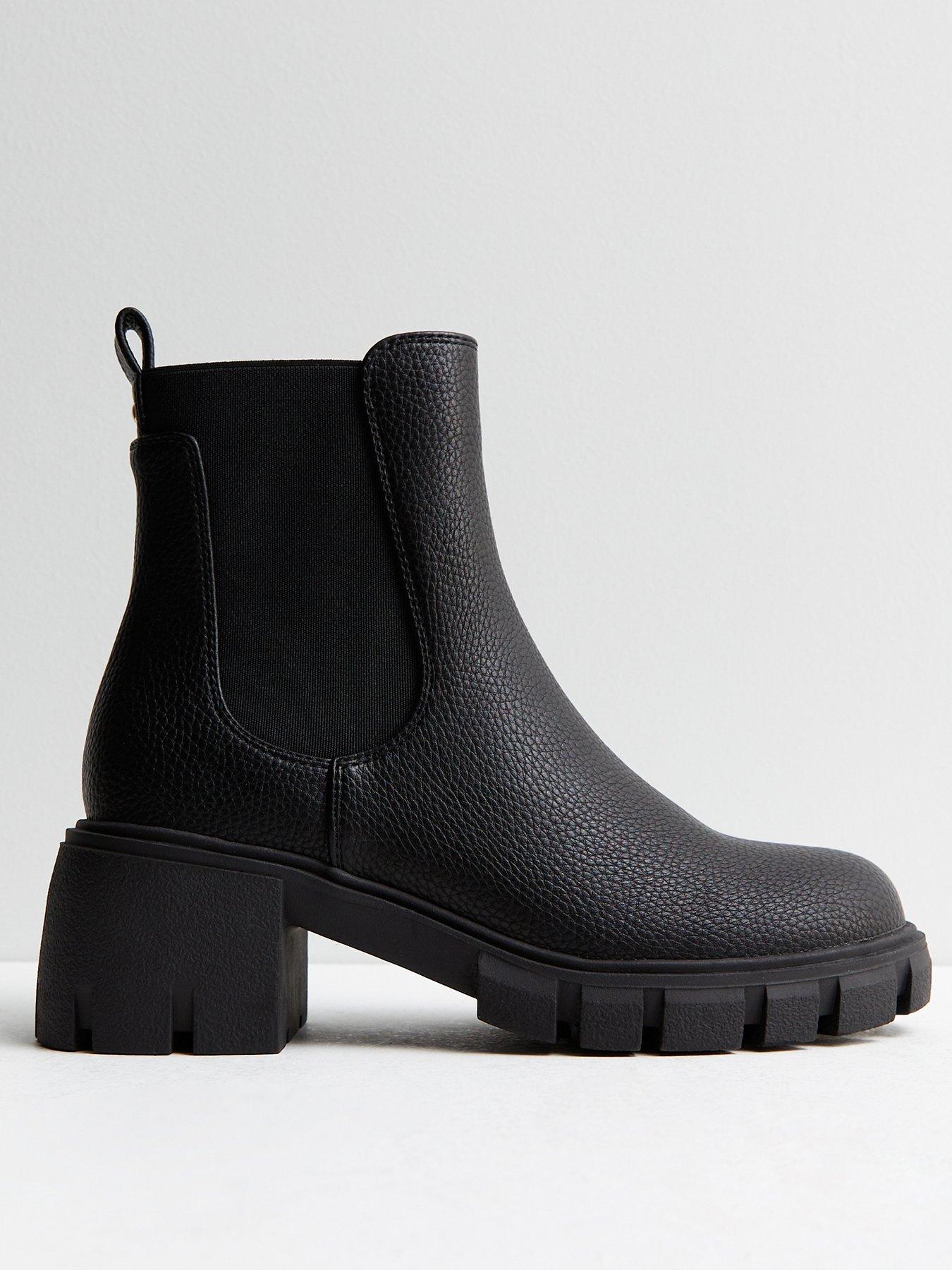 Black leather clearance look chelsea boots