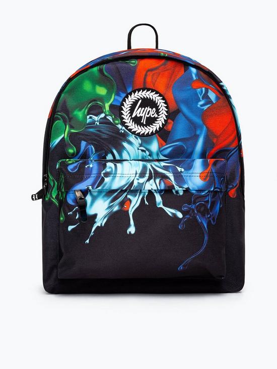 front image of hype-black-liquid-drips-backpack